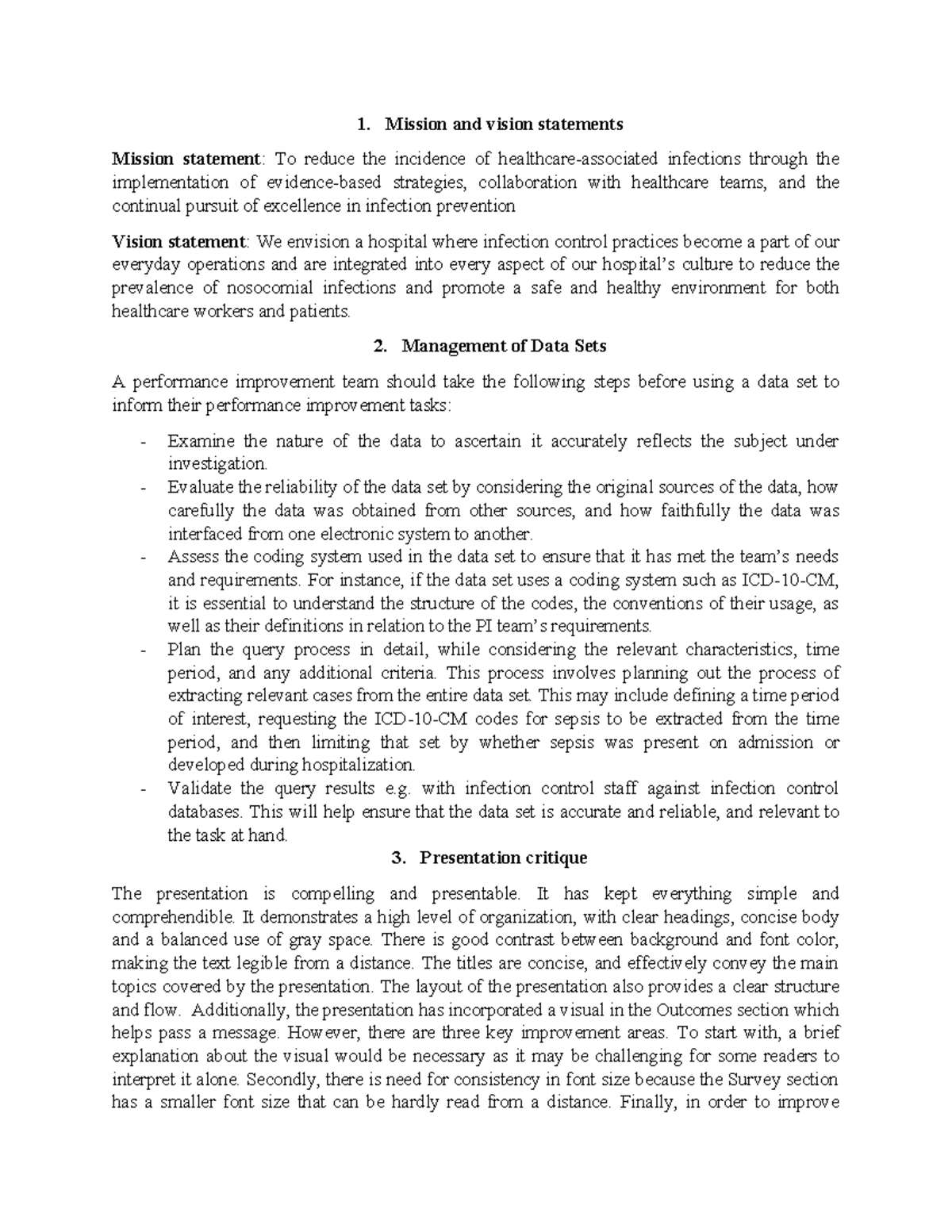 3 question task - A nursing assignment - Mission and vision statements ...