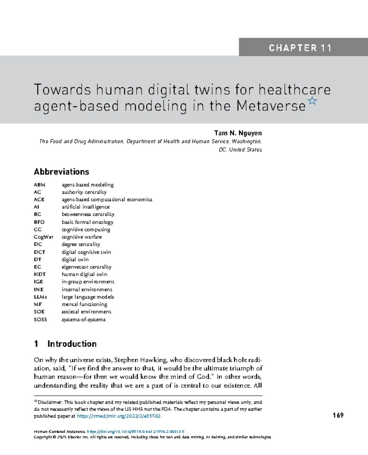 CHAPTER 11: Human Digital Twins in Healthcare Modeling (HDT 23005 ...