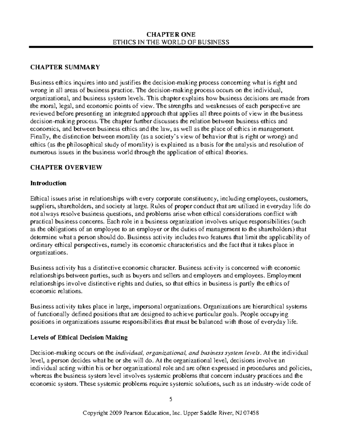 CHAPTER 1 SUMMARY: Ethics in Business Practices - Studocu