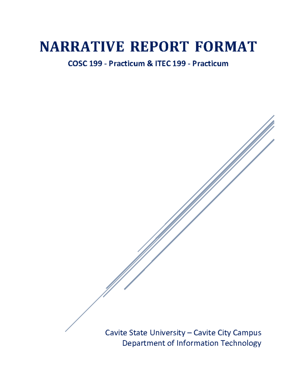 Narrative Report Format for COSC 199 & ITEC 199 Practicum - Studocu