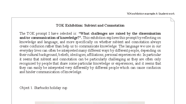 TOK Exhibition Example A: Subtext and Connotation Analysis - Studocu