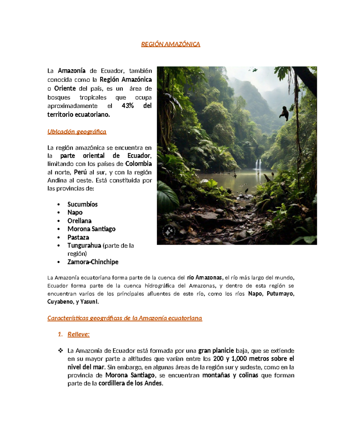 Ciencias naturales - TAREA - REGIÓN AMAZÓNICA La Amazonía de Ecuador ...