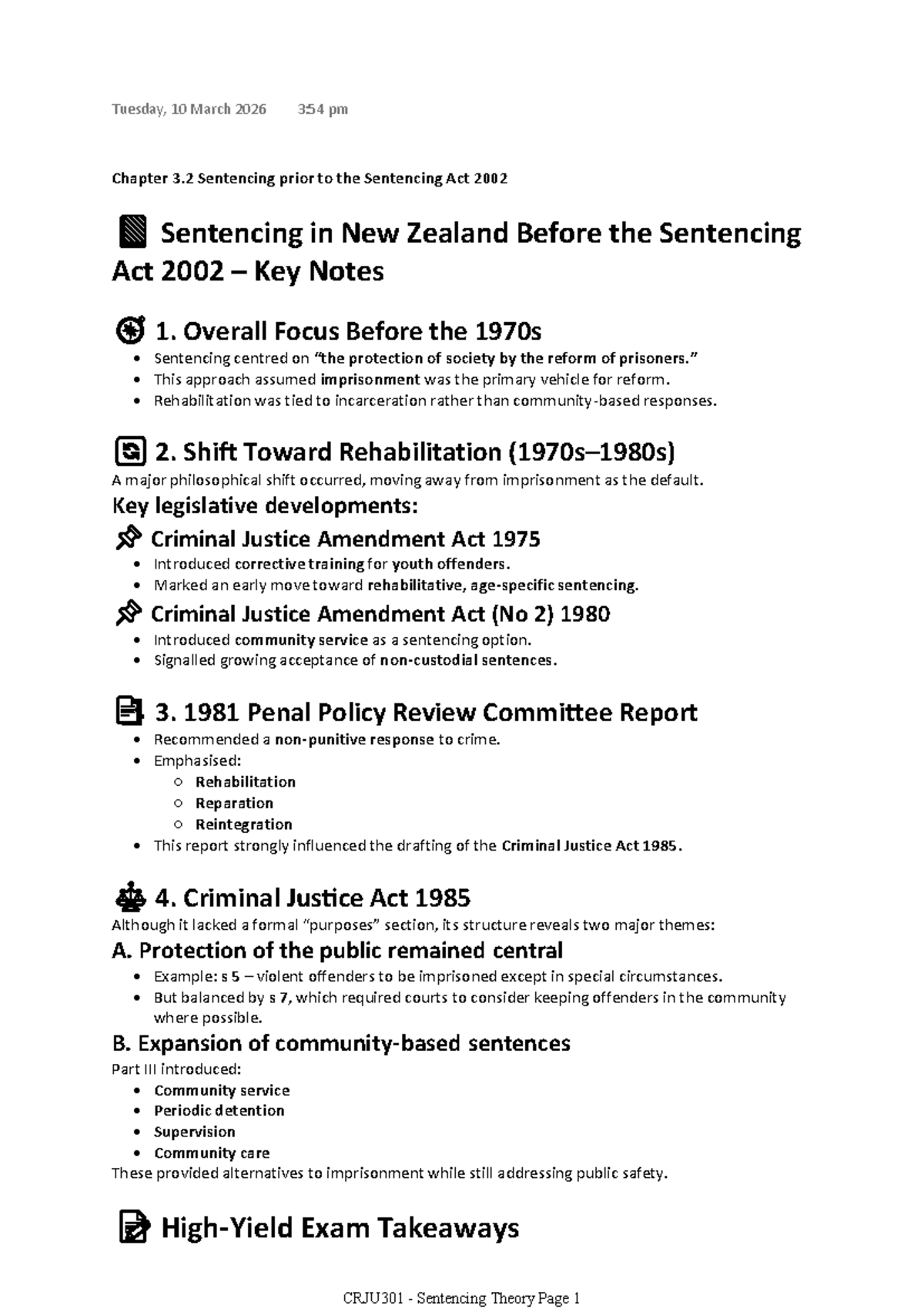 Chapter 3 - Sentencing Theory and Practice Overview (CRJU301) - Studocu