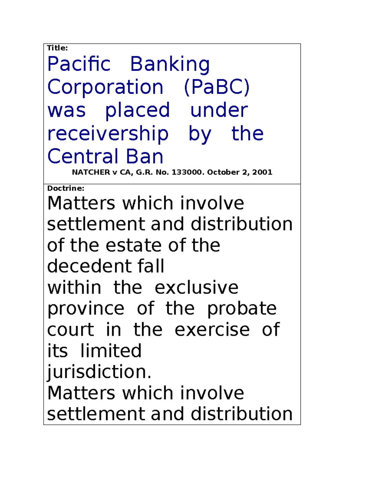 Title: PaBC Receivership & Probate Court Jurisdiction - Natcher Case ...