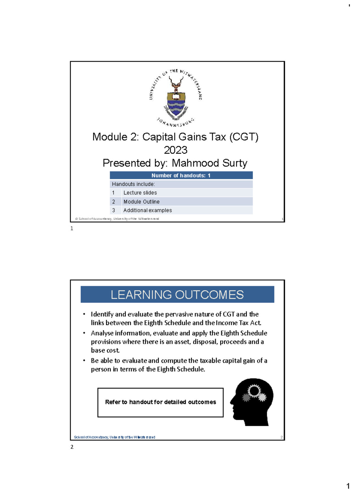 Module 2: Capital Gains Tax (CGT) Lecture Notes 2023 - Studocu