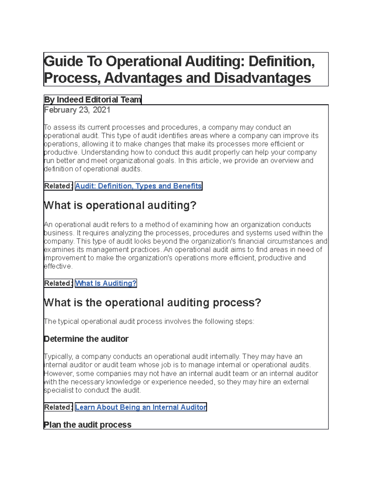 Operational Auditing Guide: Process, Benefits & Challenges - Studocu