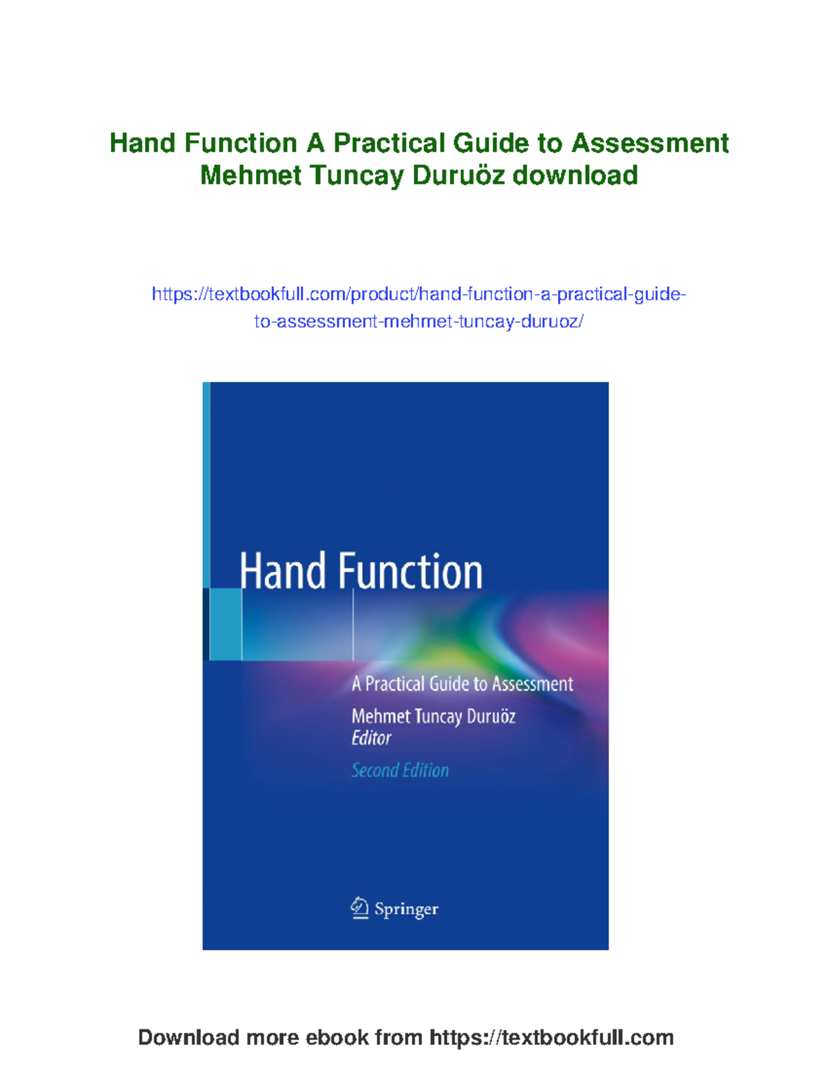 Hand Function: A Practical Guide to Assessment, 2nd Edition by Duruöz ...