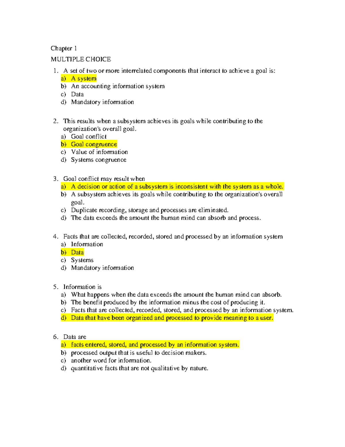 Test Bank Ch01 - Accounting Information Systems Analysis - Studocu