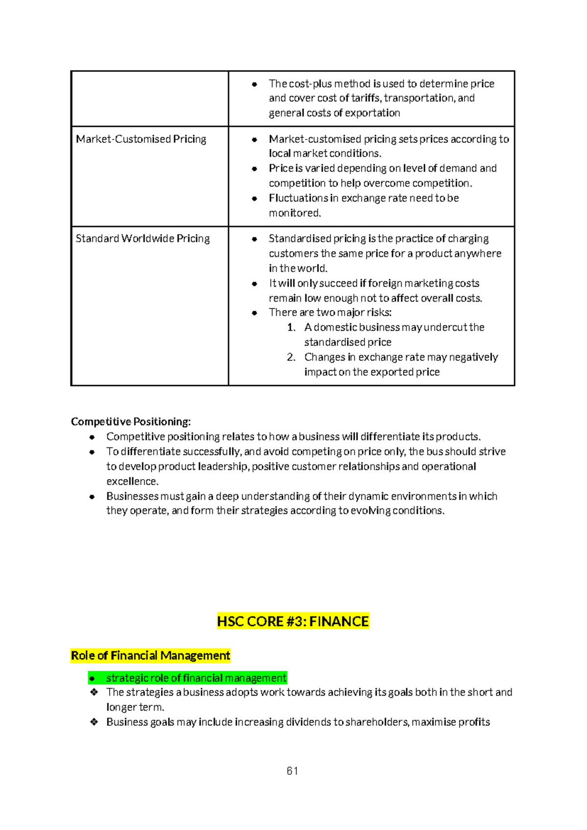 HSC Business Studies: Finance Notes and Key Concepts - Studocu