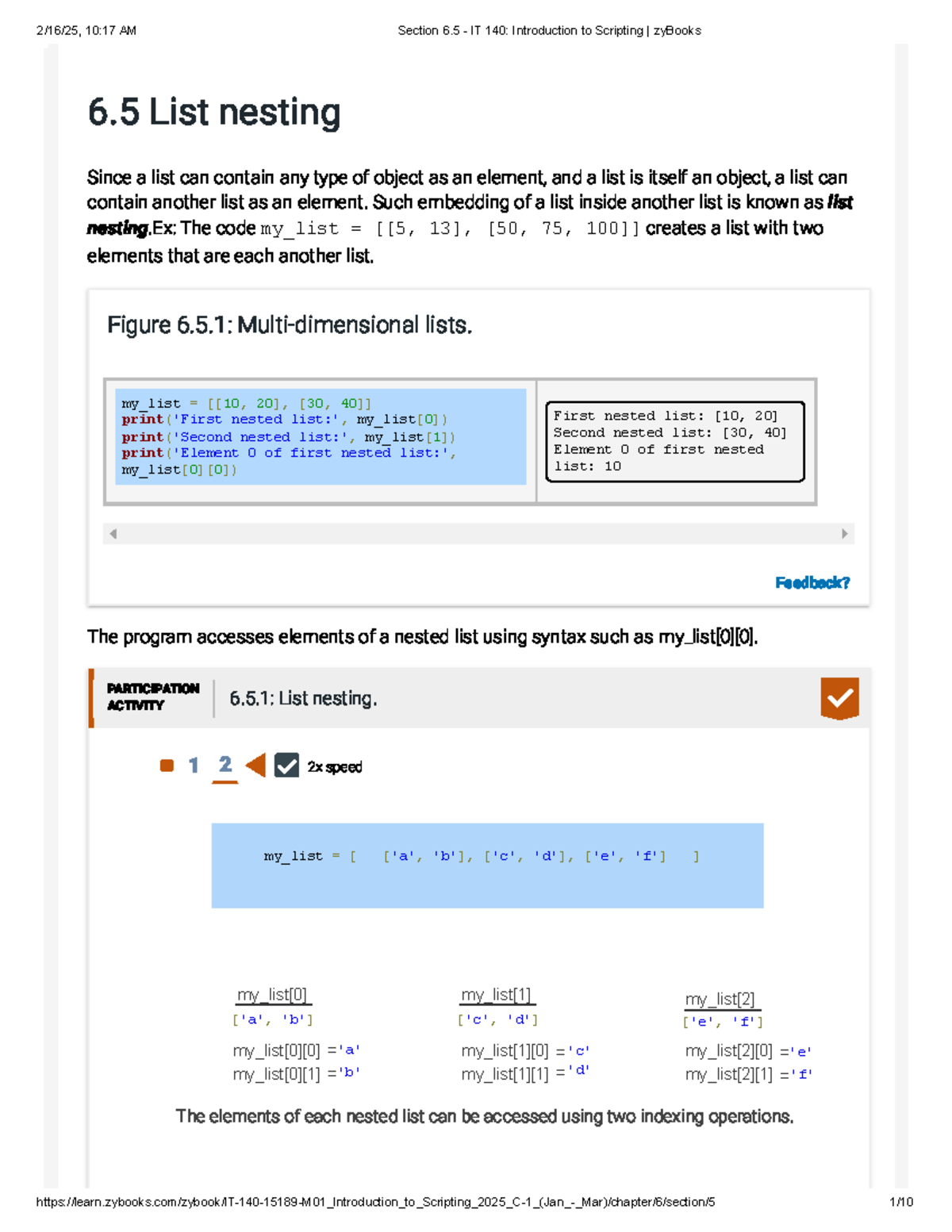 6.5 Practice Assignments: Understanding List Nesting in Python - Studocu