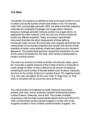 Mole Concept - Study Notes & Assignments - Studocu