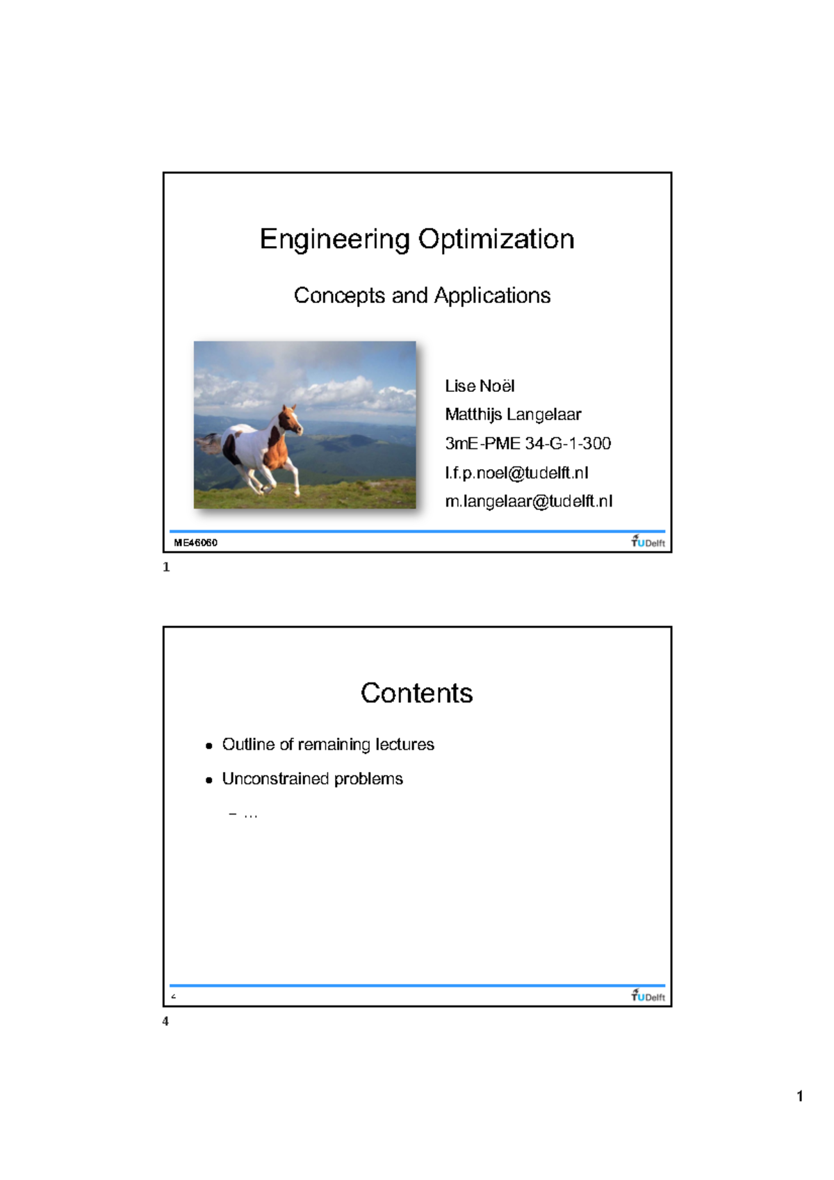 Lecture 5-8: Engineering Optimization Concepts & Applications (ME ...