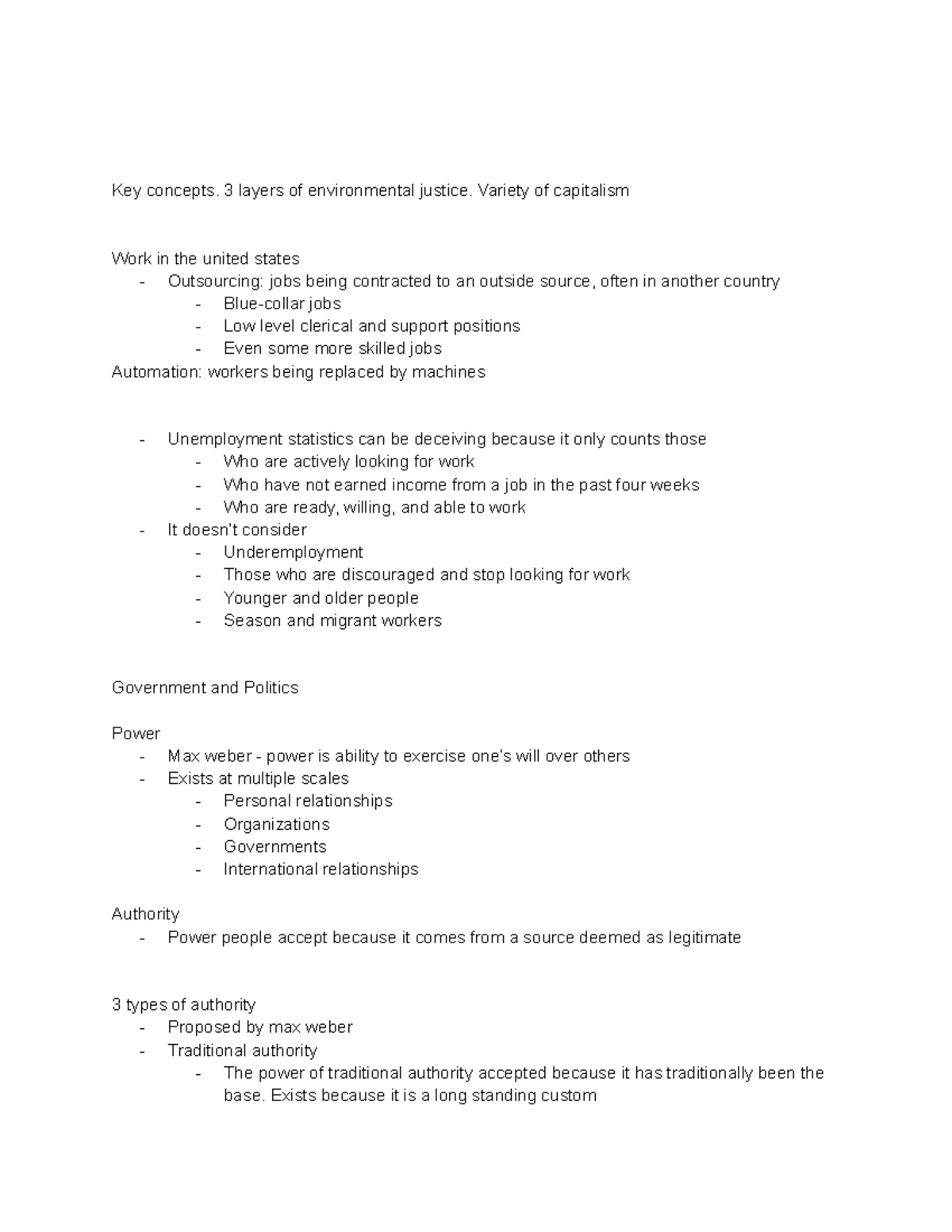 Sociology Week 15 - Professor Brian - Key concepts. 3 layers of ...