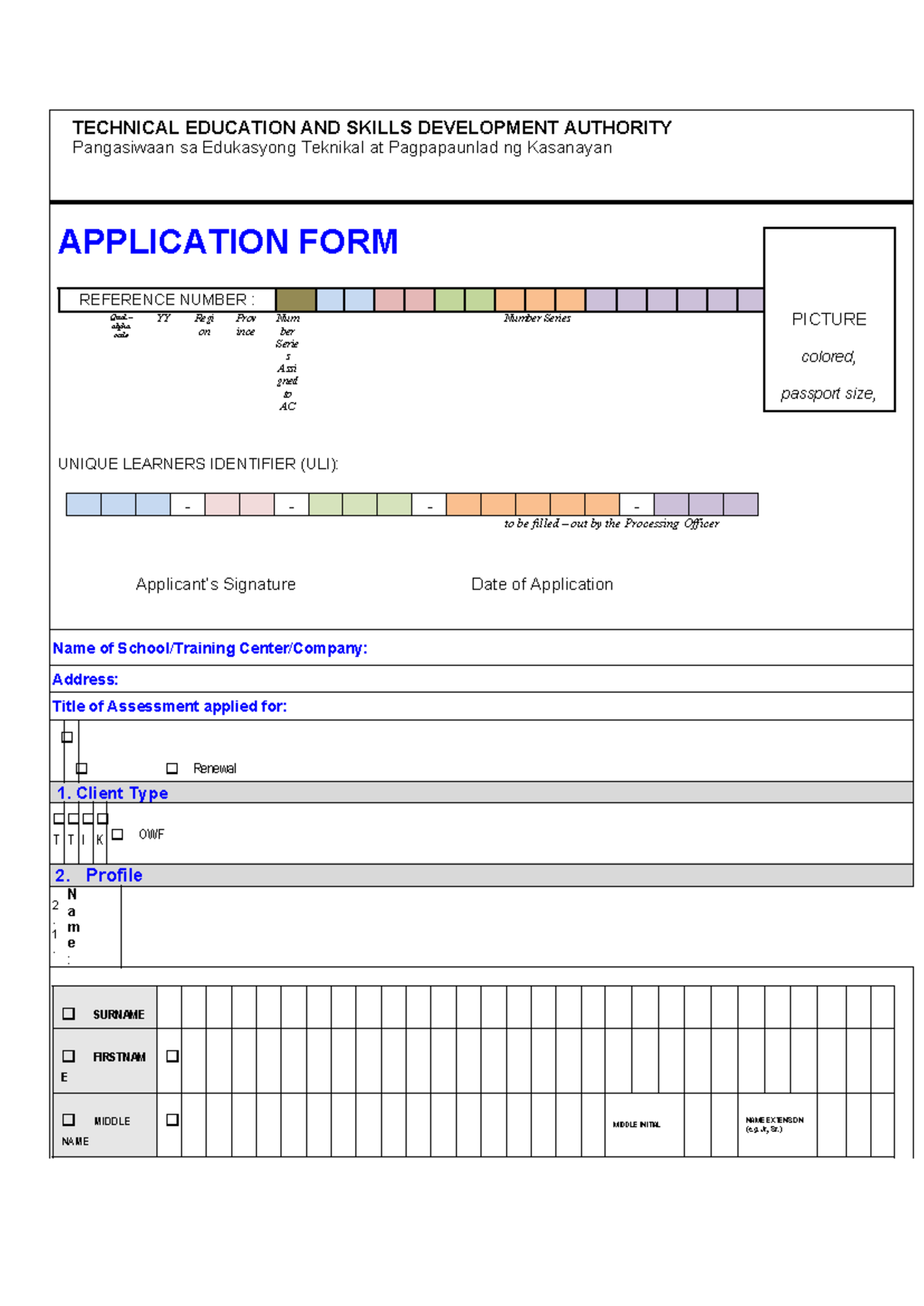 F26 Application-FORM-FOR- Assessment 2 - TECHNICAL EDUCATION AND SKILLS ...