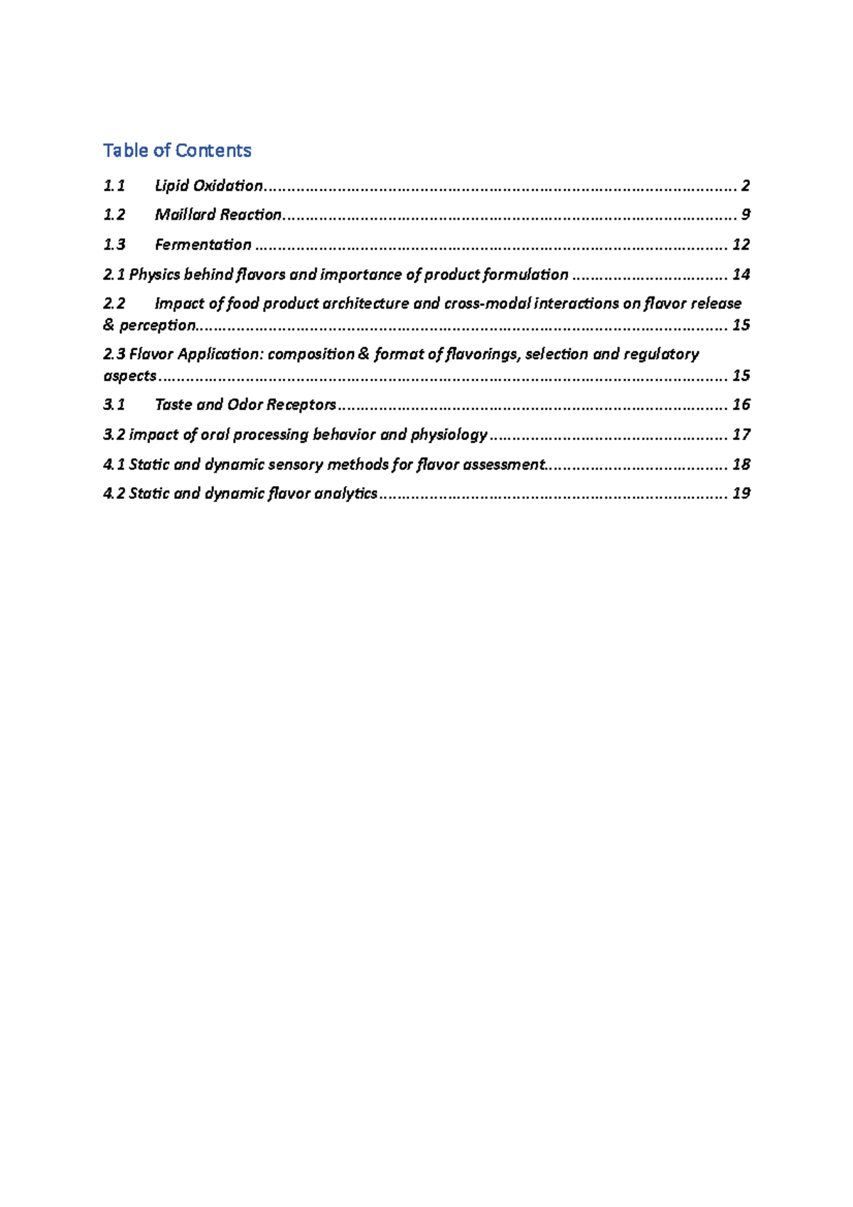 Food Flavour Design Notes (Course Code: FFD 101) - Studeersnel