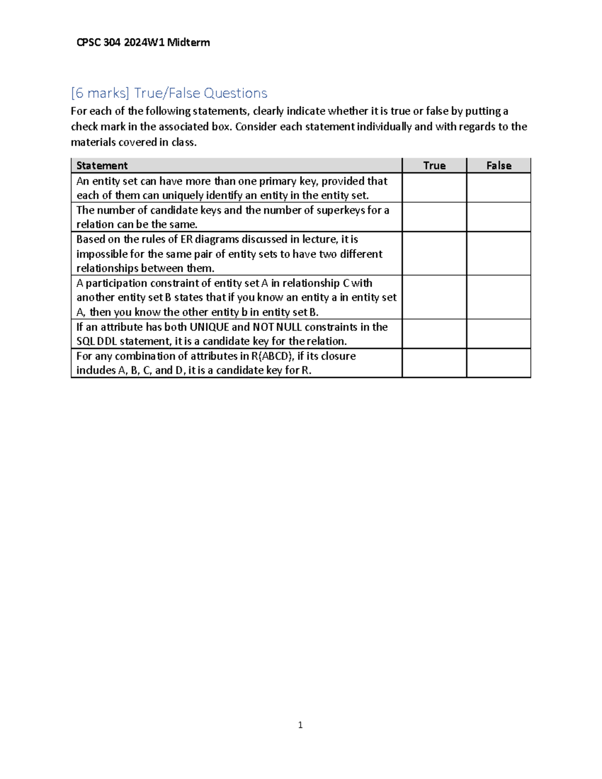 CPSC 304 2024W1 Midterm Exam Questions and Answers - Studocu