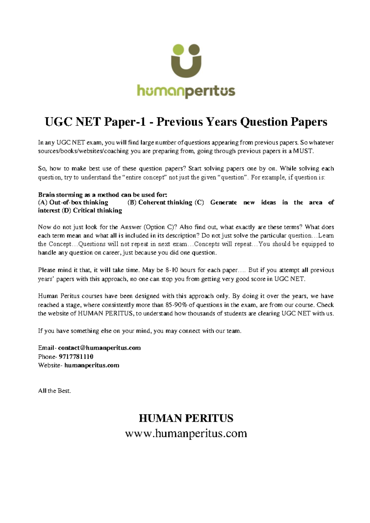 UGC NET Paper 1 - Previous Years Question Papers Study Guide - Studocu