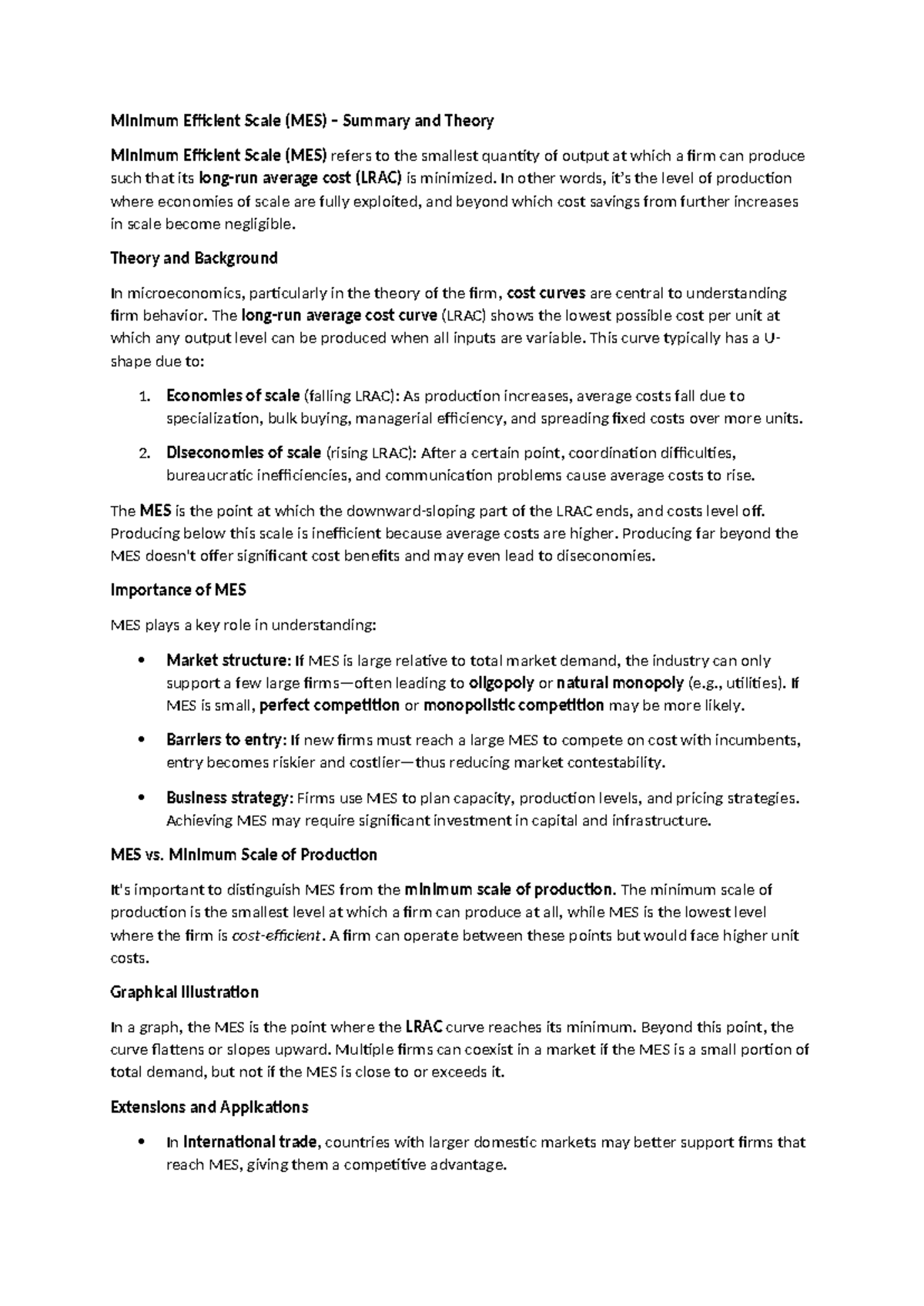 Minimum Efficient Scale (MES) Theory: Key Concepts and Implications ...