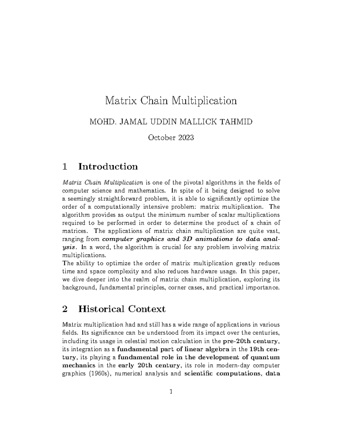 Matrix Chain Multiplication Draft - Matrix Chain Multiplication MOHD ...