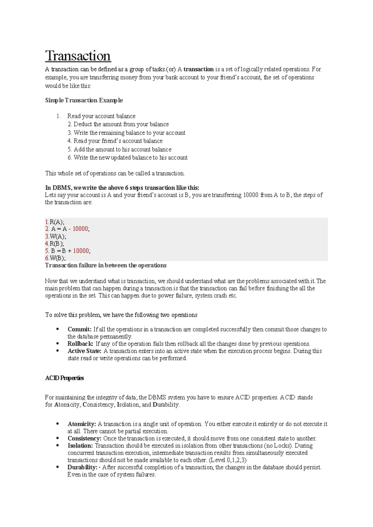 DBMS Concepts: Transactions, ACID Properties & SQL Variables (Module 5 ...