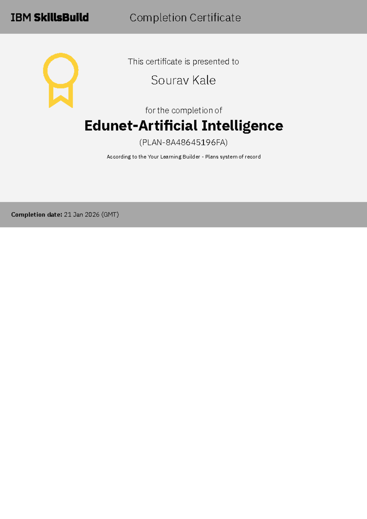 Completion Certificate Skills Build - Computer engineering - This ...