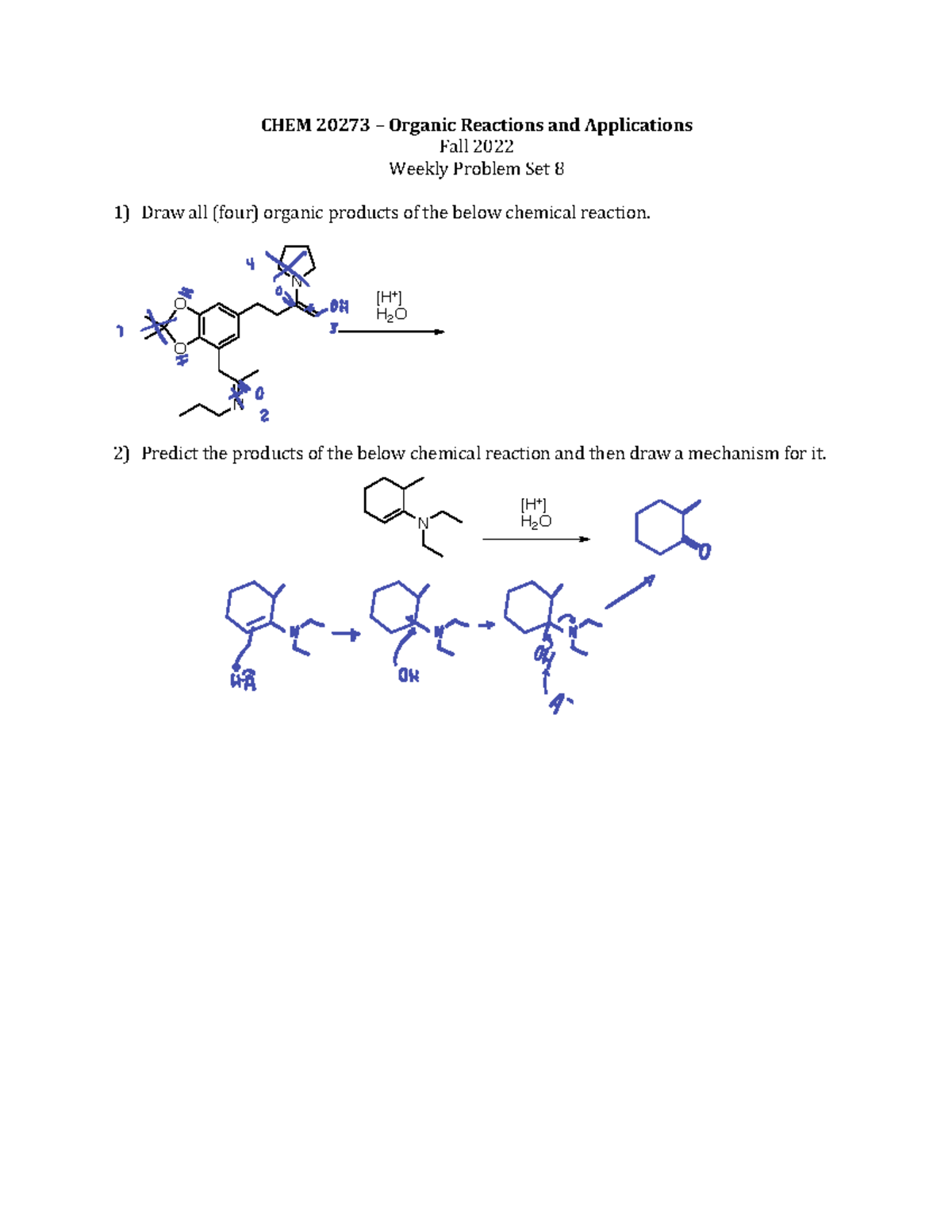 CHEM+20273+Written+Problem+Set+8 2 - CHEM 20273 – Organic Reactions and ...