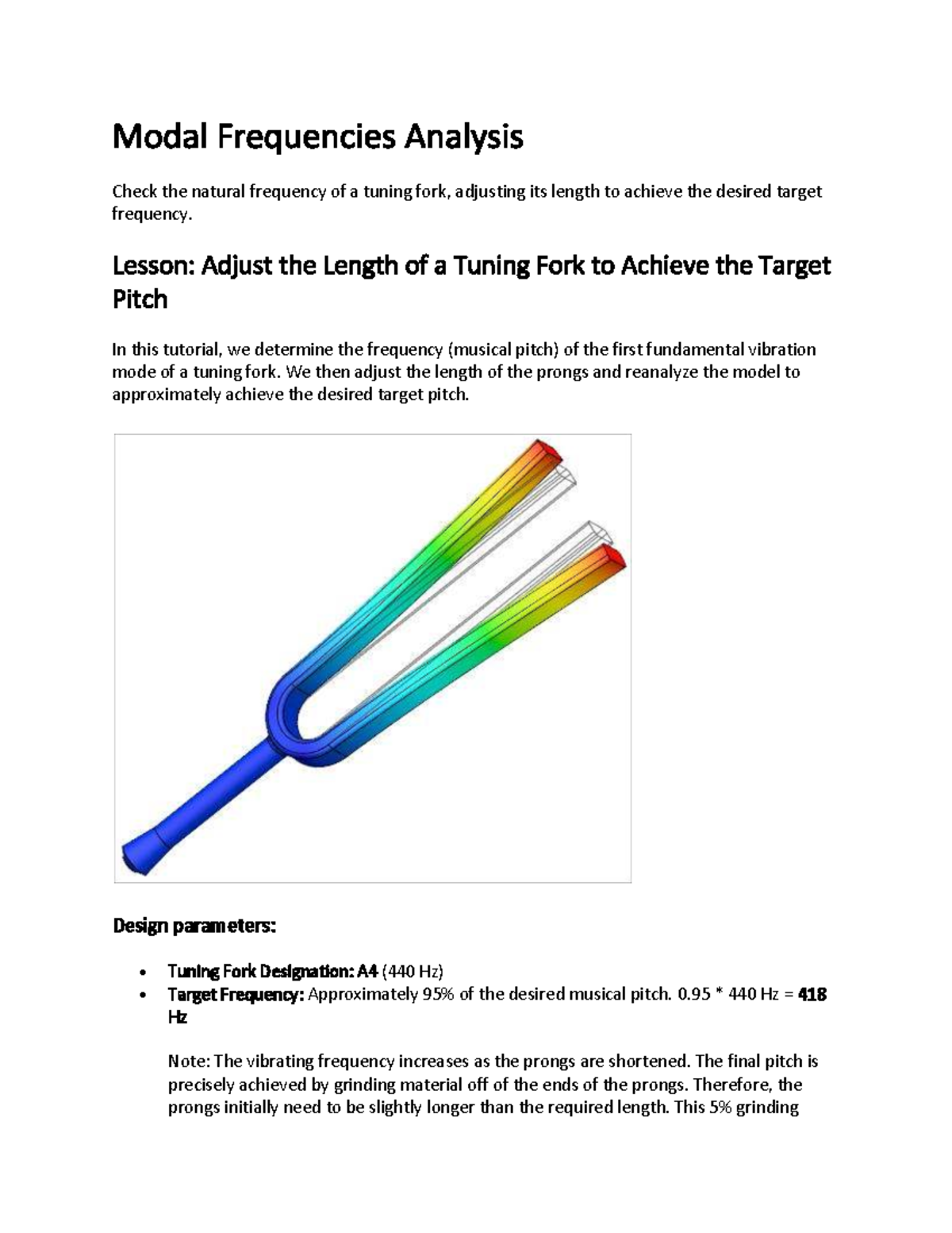 Modal Frequencies Analysis of Tuning Fork - EE 101 Lesson - Studocu