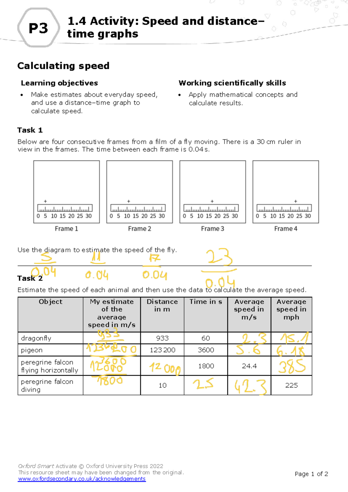 P3 1.4 Activity: Estimating Speed & Time Graphs - Studocu
