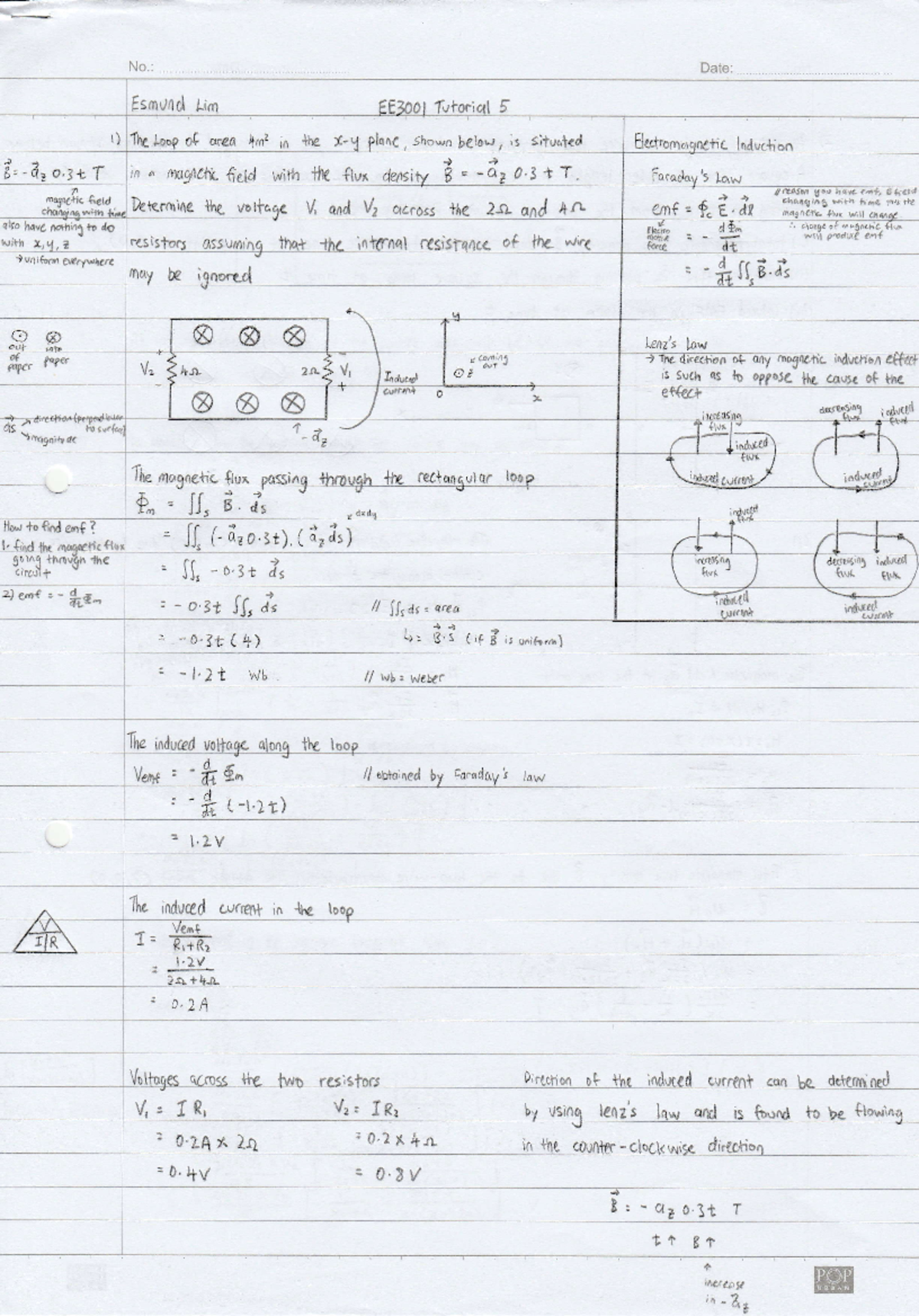 Engineering Electromagnetics Tutorial 5 Solution - \= Esmund o( orq 4*t ...