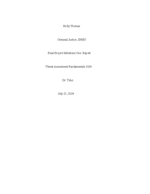 JUS455 1-3Final Project Milestone One Scenario Selection - Running head ...