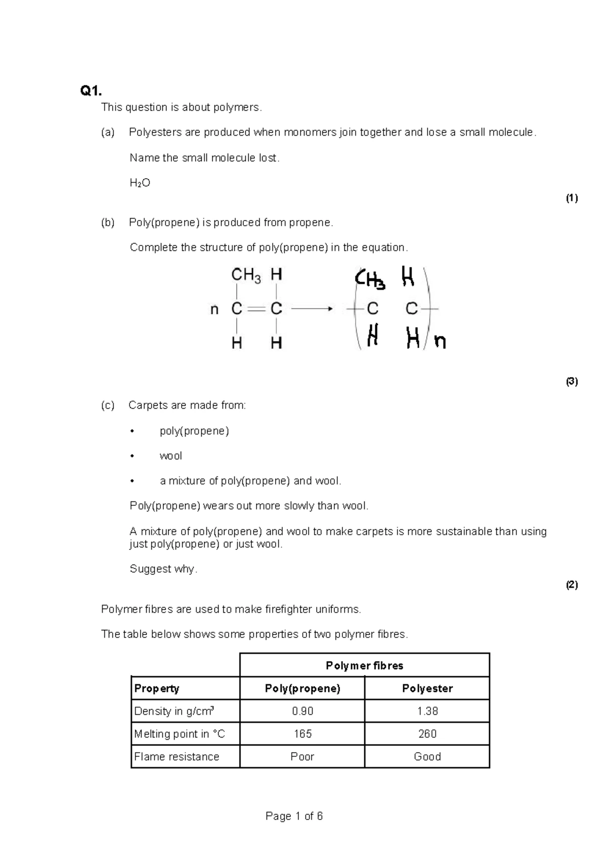 Worksheet on Polymers: Examining Properties and Environmental Impact ...