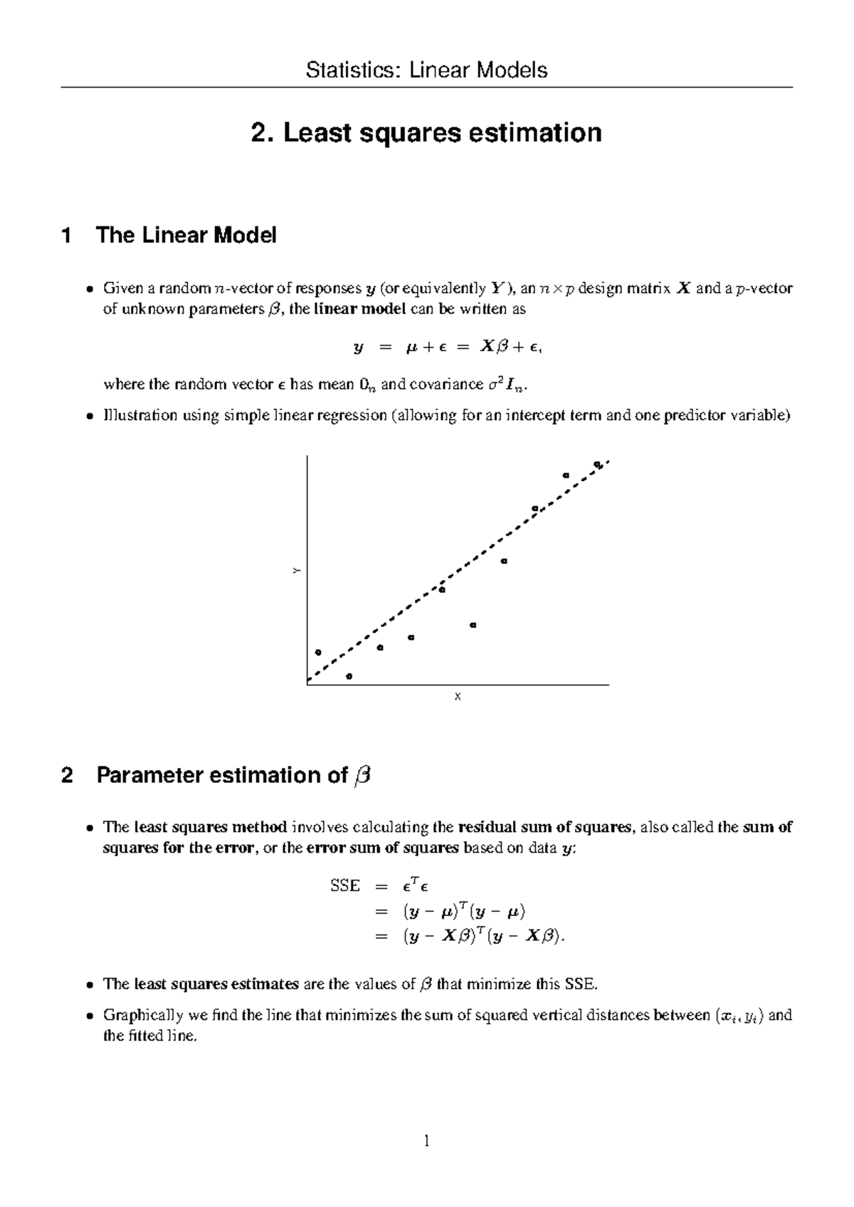 02 least squares estimation notes 2019 - Statistics: Linear Models 2 ...