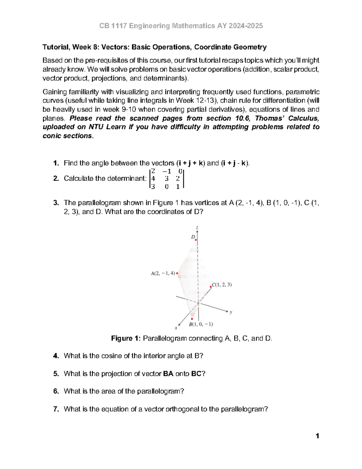 Week 8 tut - Week 8 tutorial questions - Tutorial, Week 8: Vectors ...
