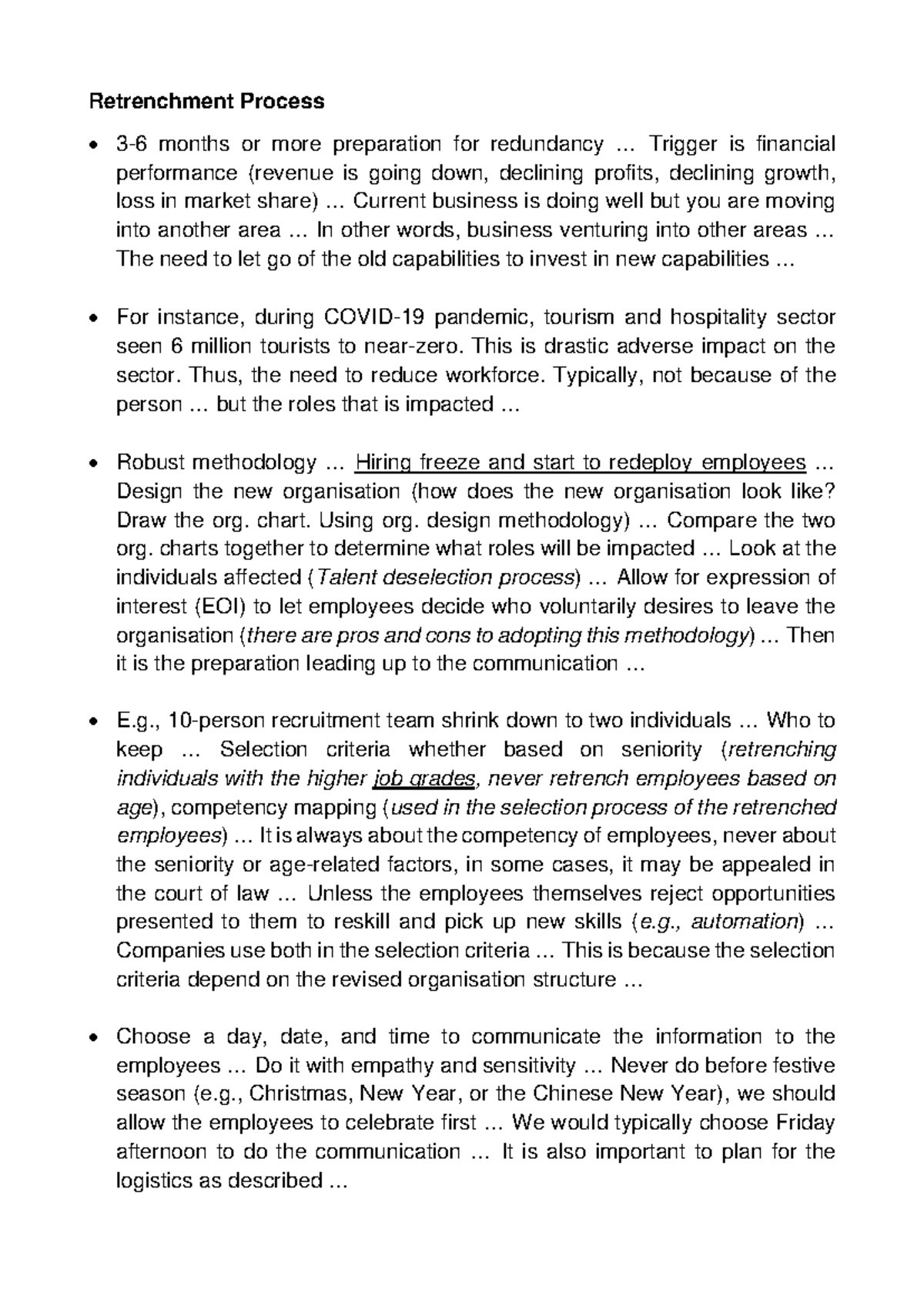 Retrenchment Process - Retrenchment Process 3-6 months or more ...