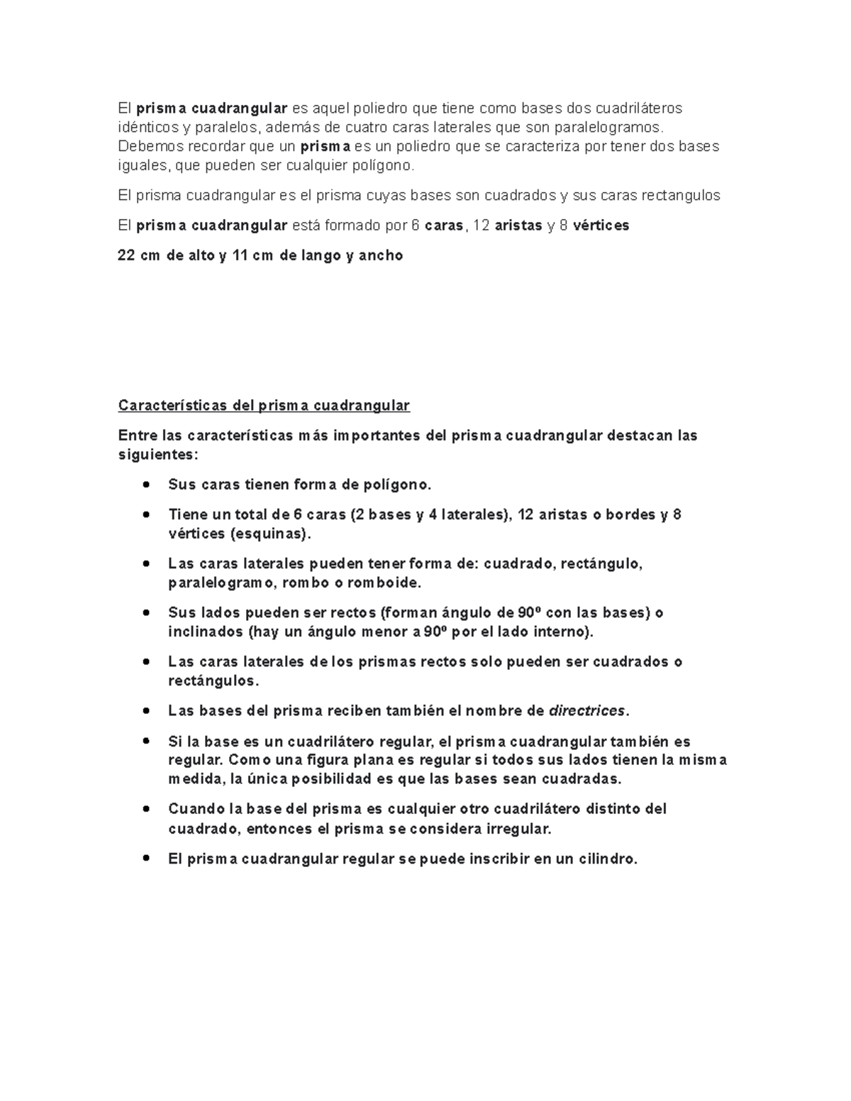 Prisma cuadrangular - Describir es explicar, de manera detallada y ...