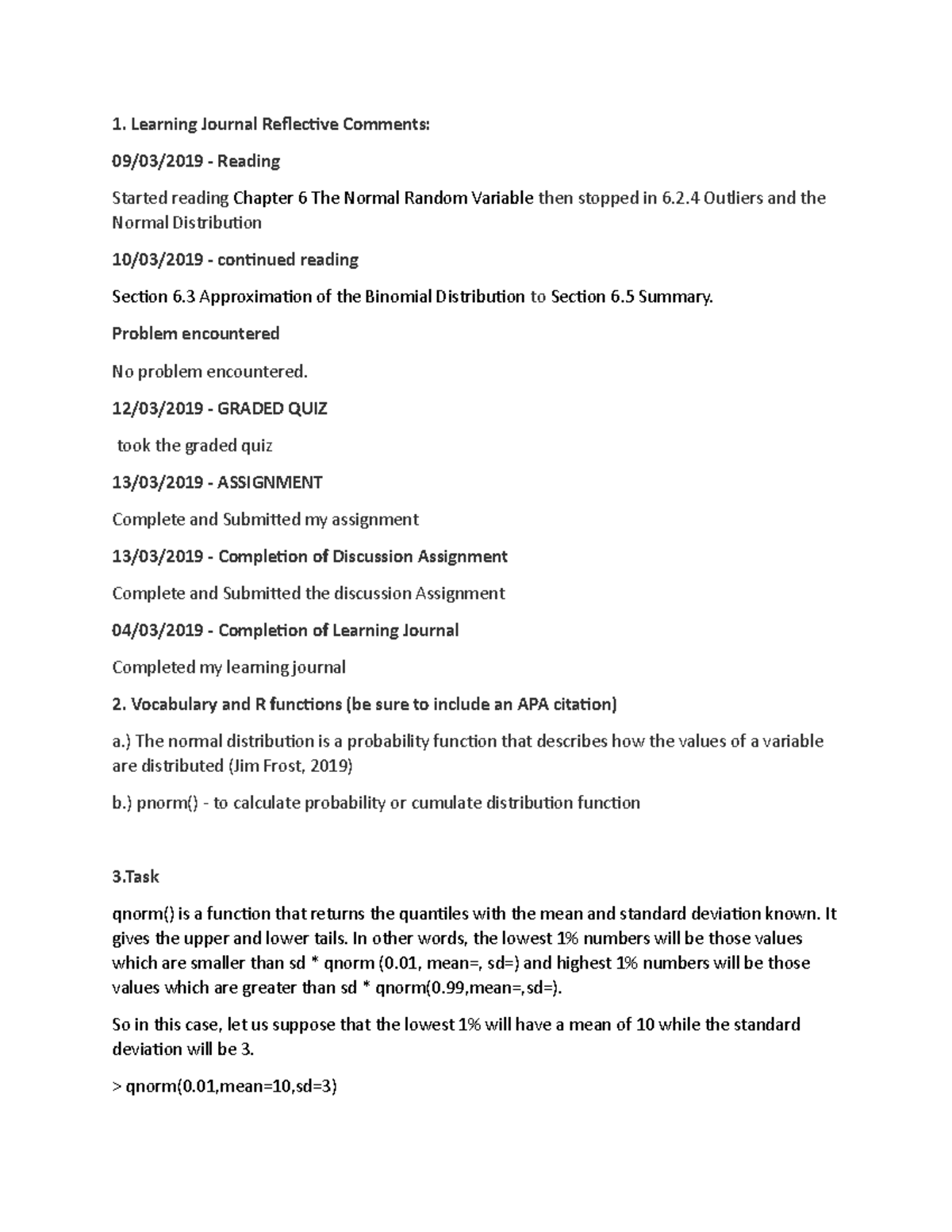 Learning Journal UNIT 6 MATH 1280 - 1. Learning Journal Reflective ...
