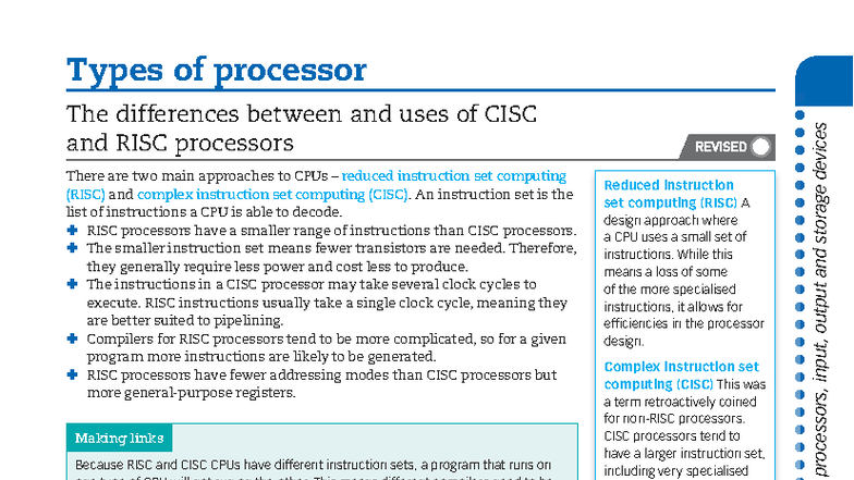 CISC vs RISC Processors: Key Differences & Uses - OCR Comp Sci - Studocu