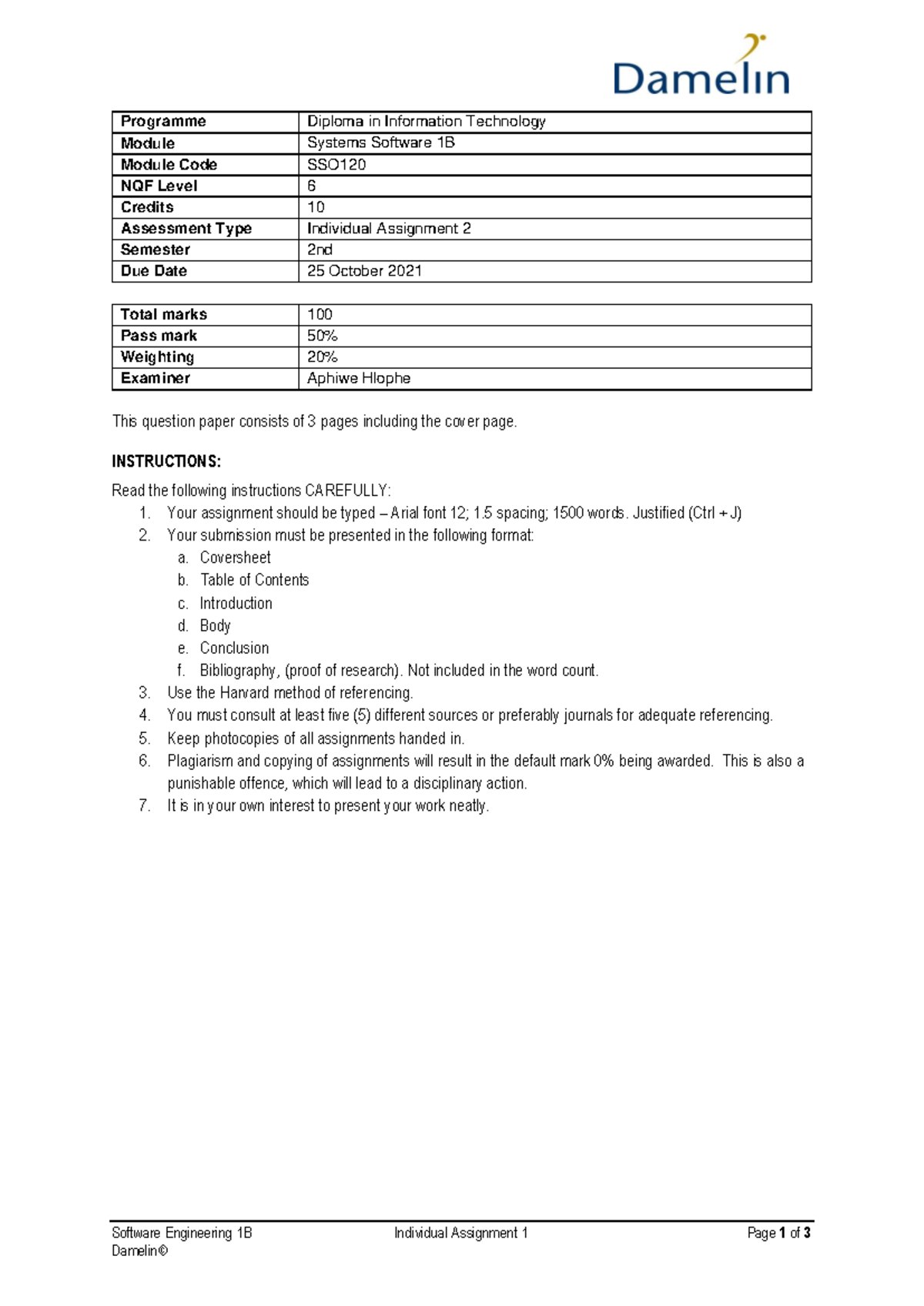 Software Engineering 1B Individual Assignment 2 Guidelines - Studocu