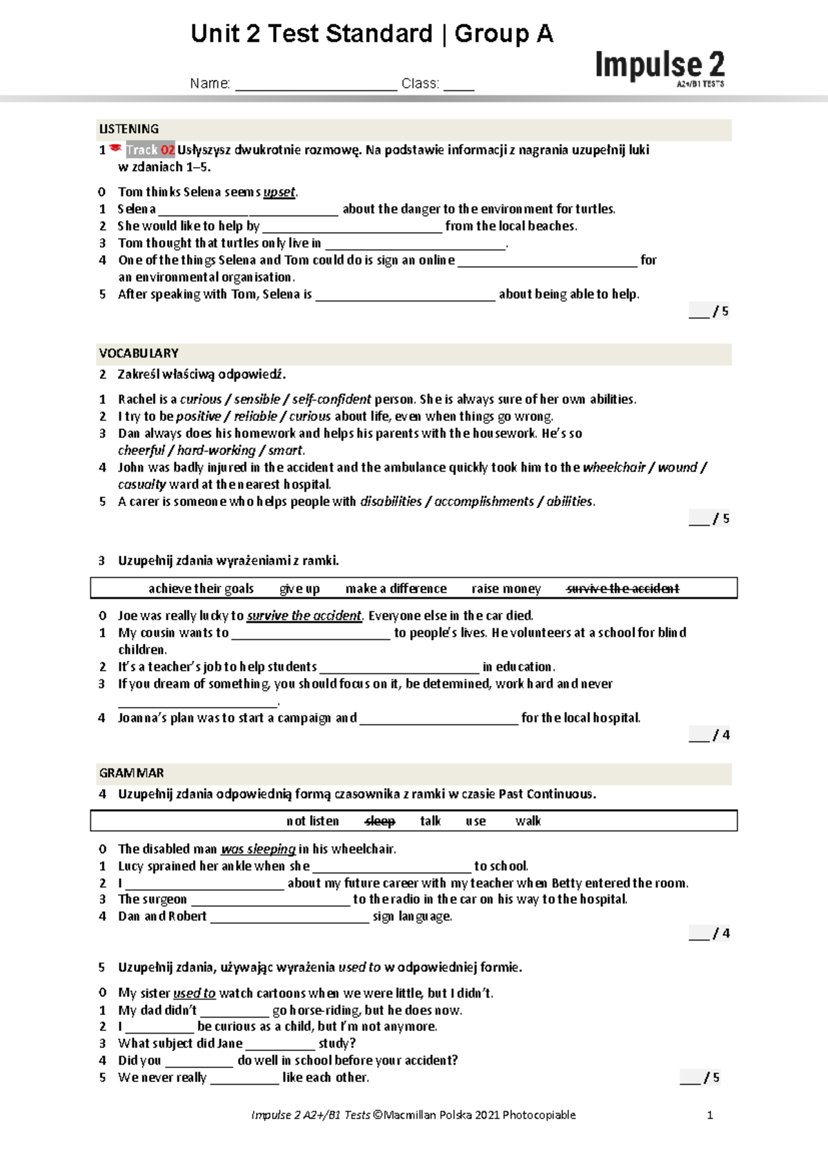 Unit 2 Test Standard A - Group A Assessment - Studocu
