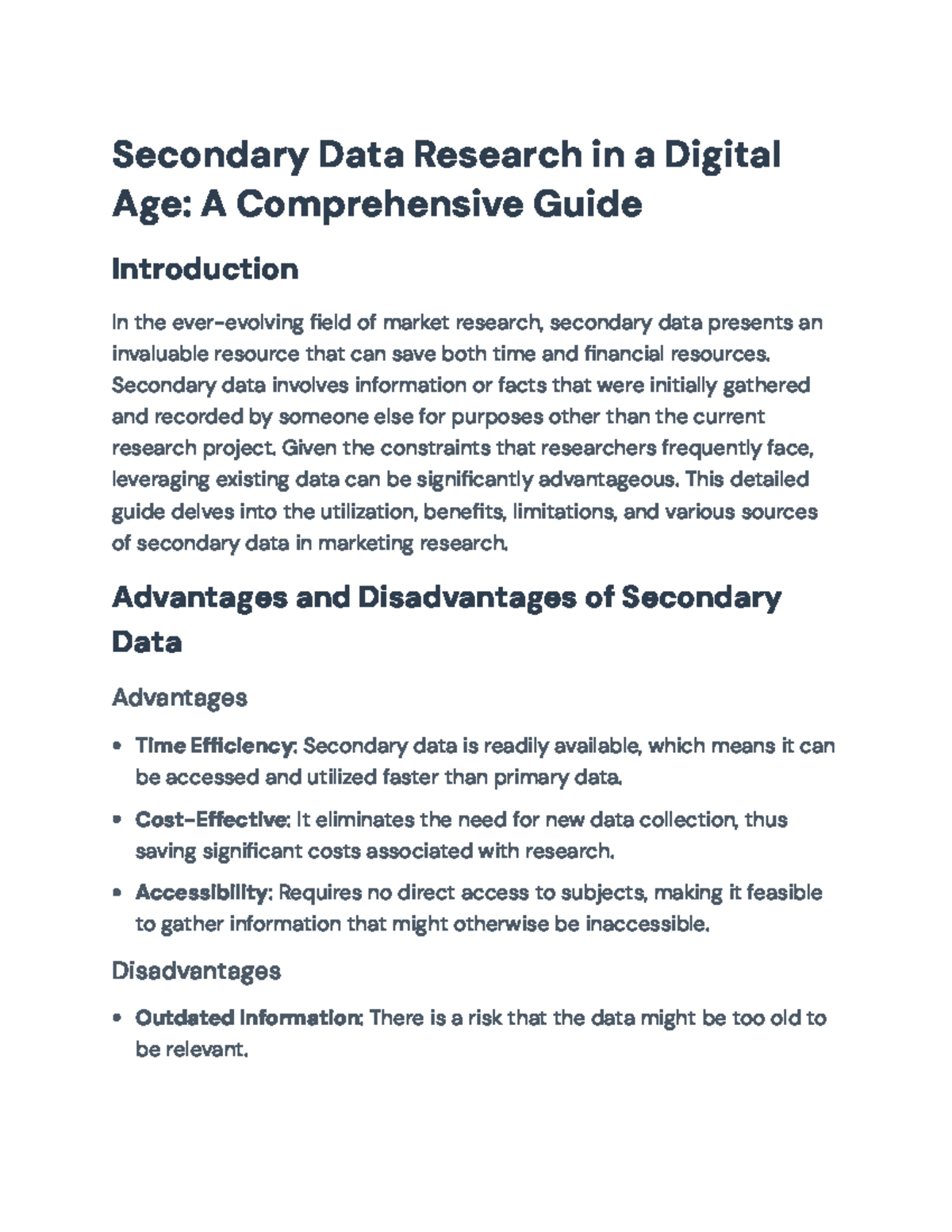 Secondary Data Research in Marketing: A Comprehensive Guide - Secondary ...