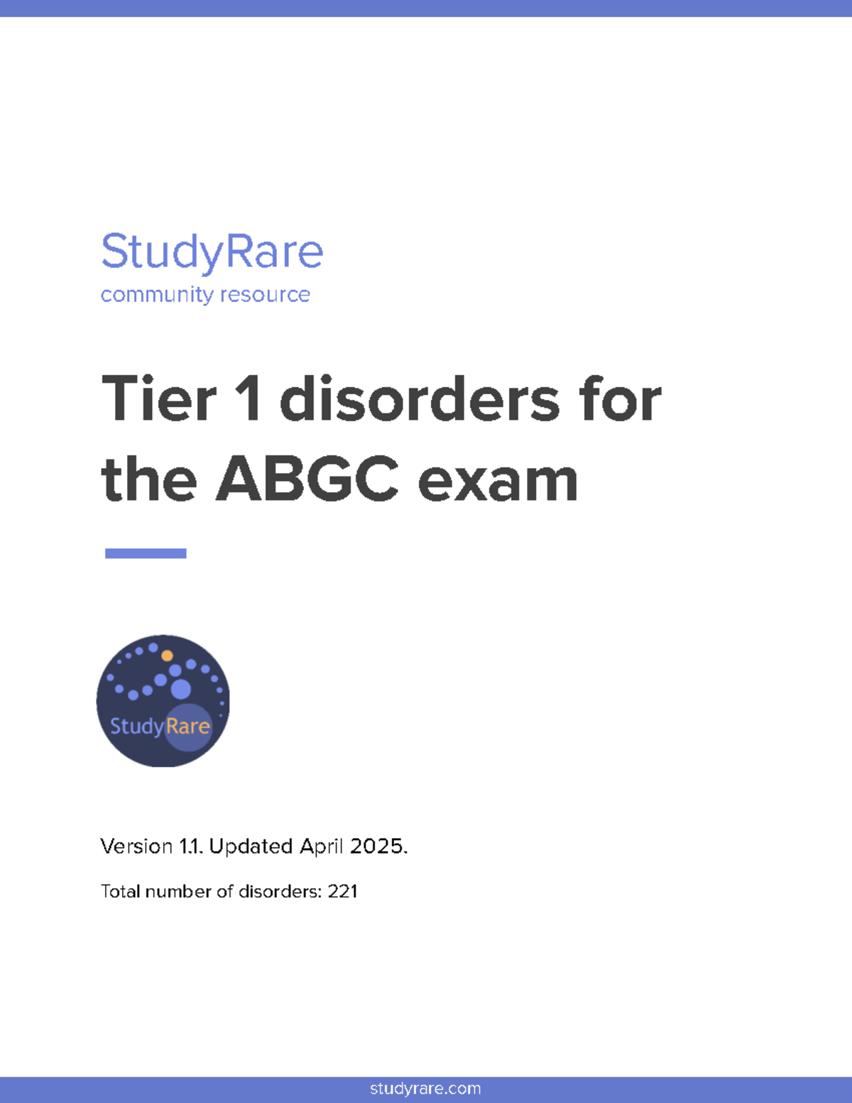 ABGC Exam Study Guide: Tier 1 Genetic Disorders Overview (V1.1) - Studocu