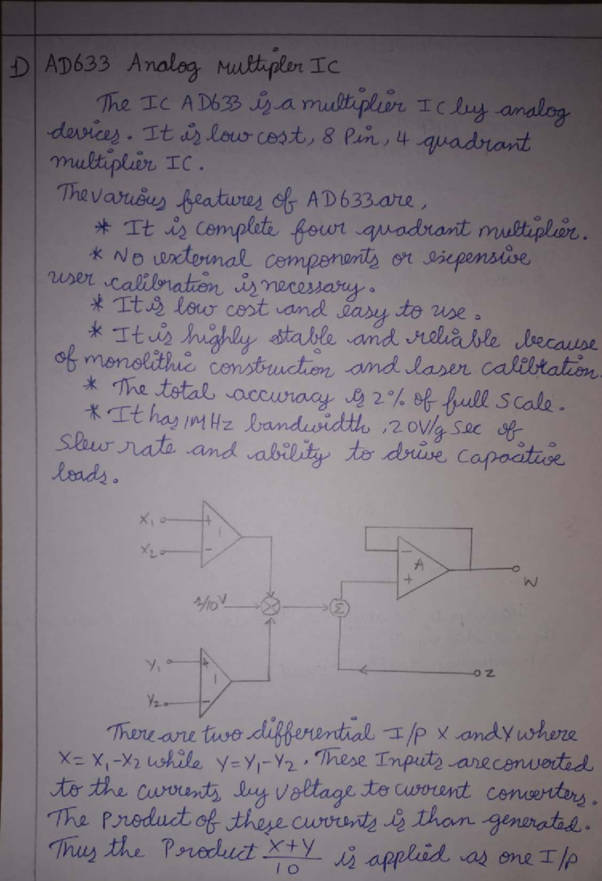 DAD633 Analog Multiplier IC Overview and Applications - Studocu