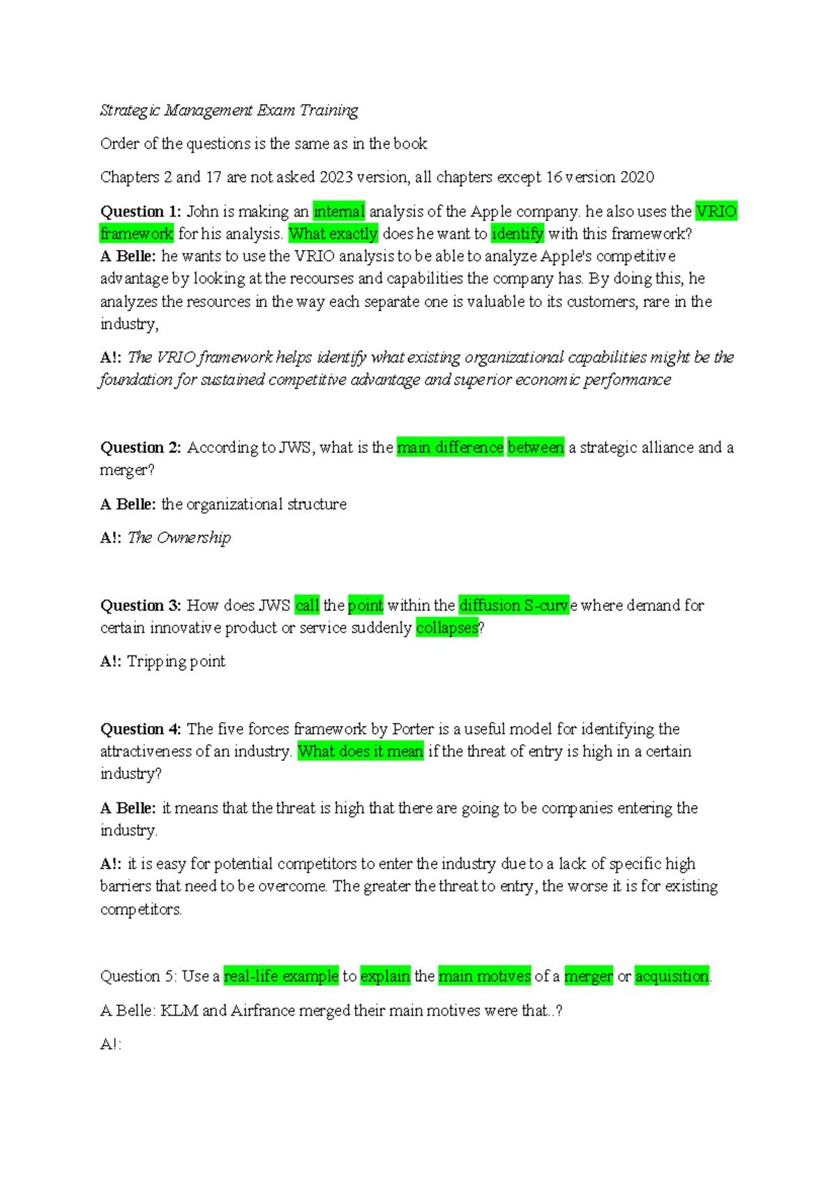Strategic Management Exam Prep (2023) - Key Concepts & Questions ...