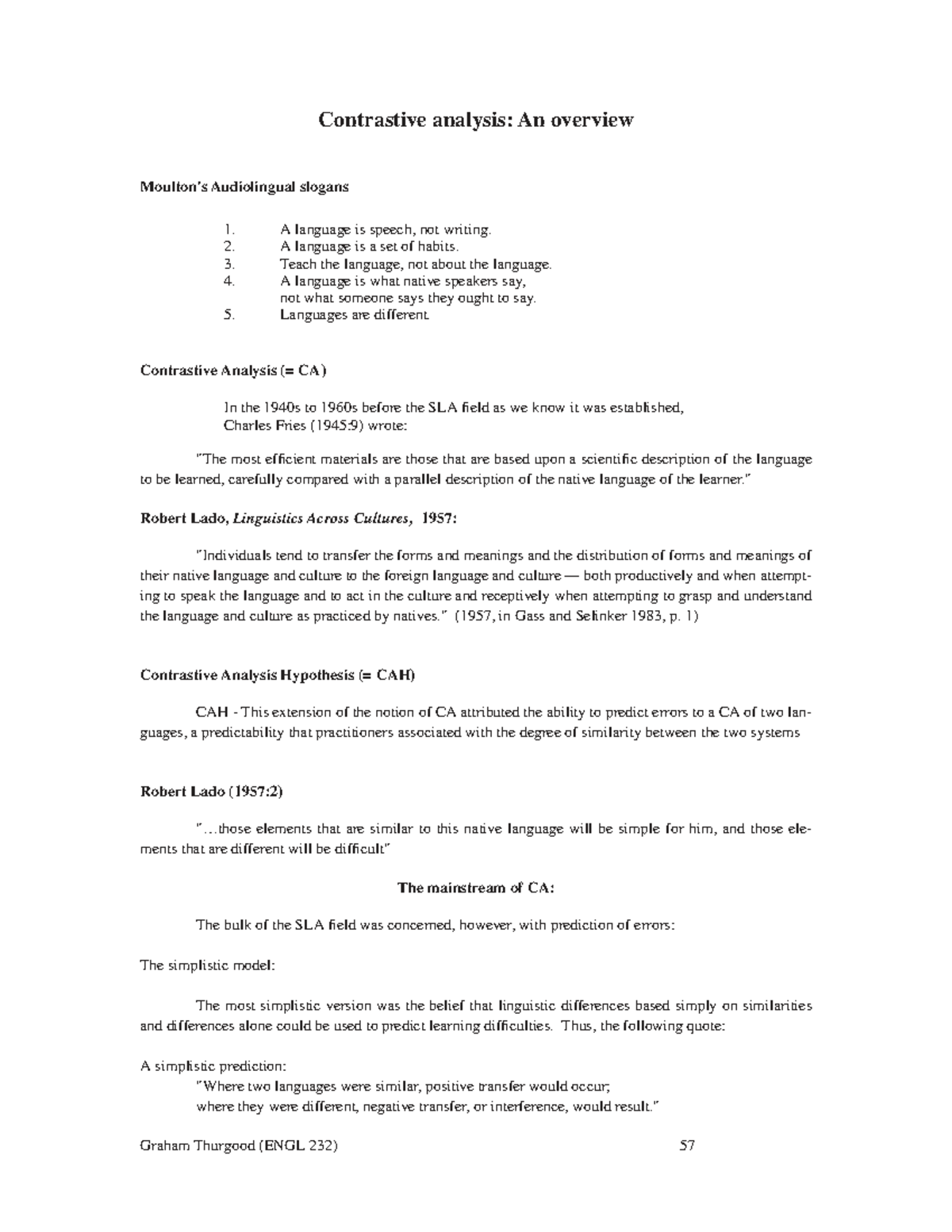 020 CA Presentation: Contrastive Analysis for Language Learners - Studocu