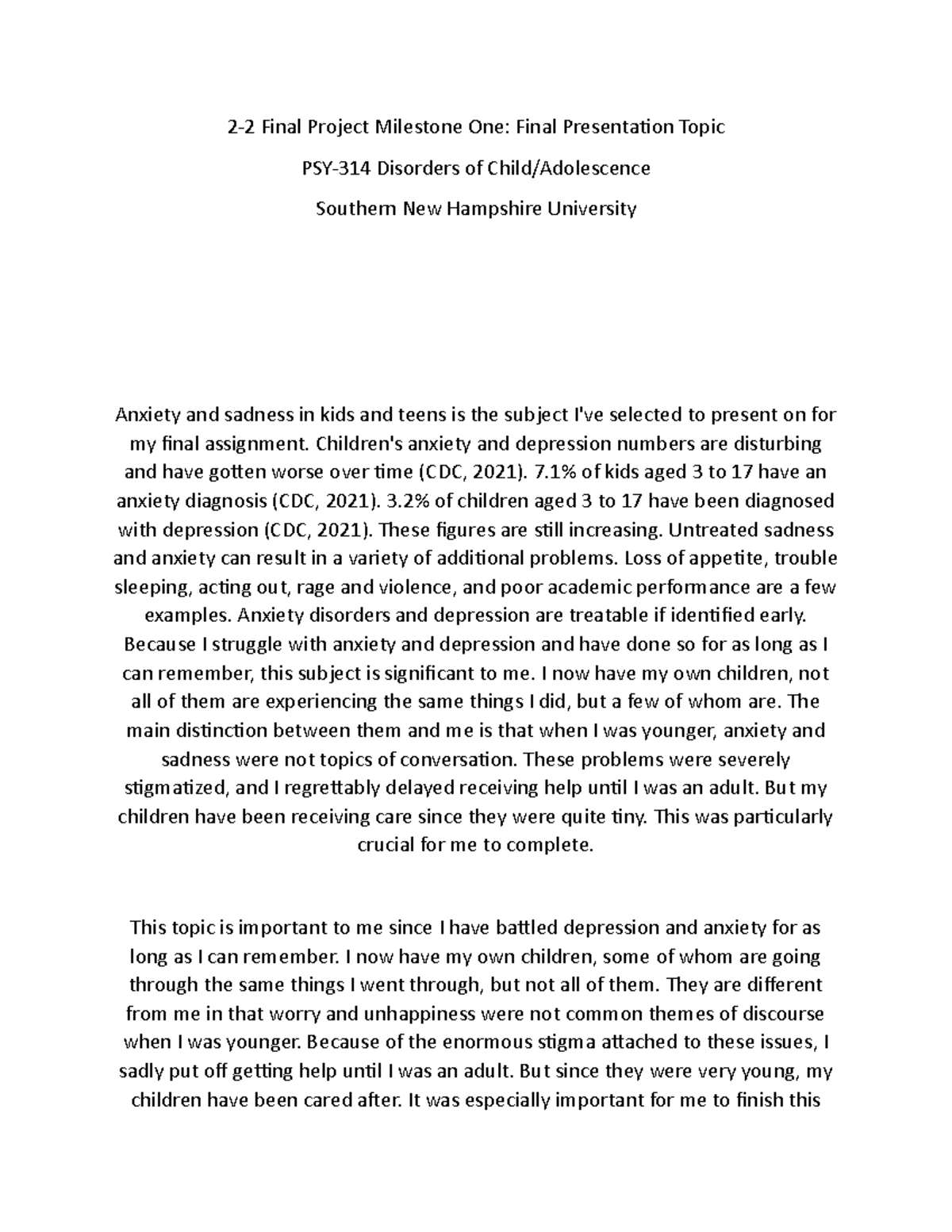 5-3 Final Project Milestone 3 Outline: Bipolar Disorder in Youth 
