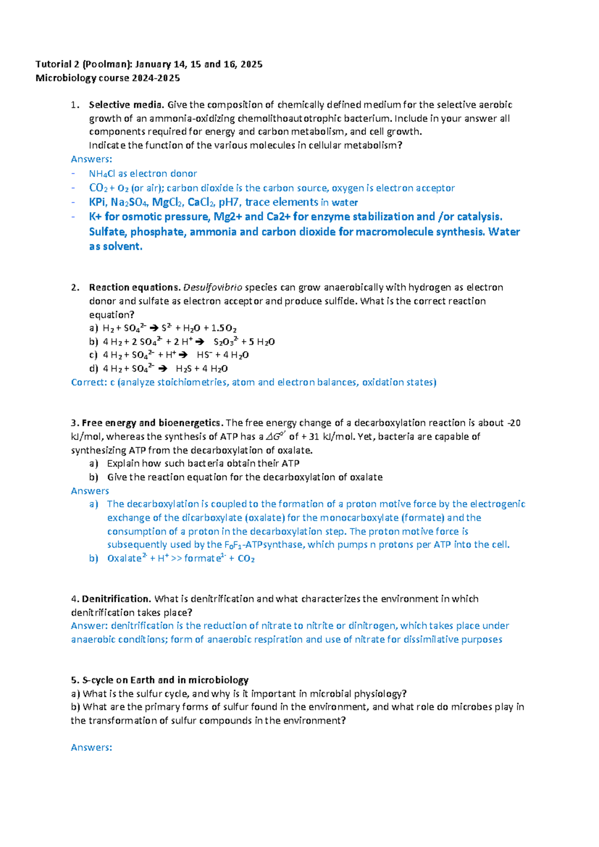 Microbiology 202 - Tutorial 2 (2024-2025) with Detailed Answers ...