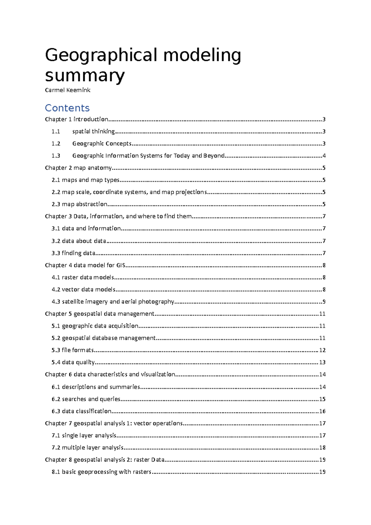 Geographical Modeling Summary and Key Concepts: An Overview - Studeersnel