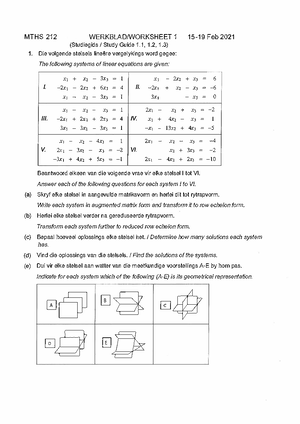 MTHS211: Big Test 1 Memo - Detailed Solutions and Explanations - Studocu