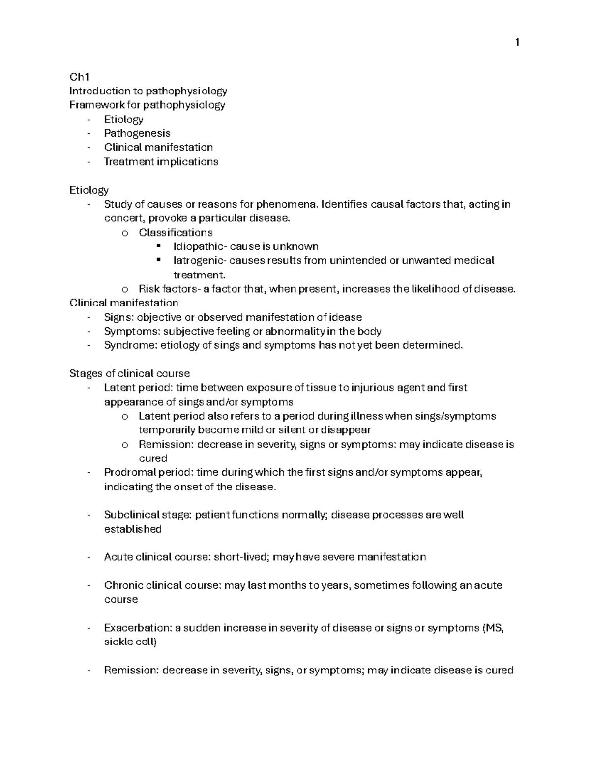 1 Ch1 Pathophysiology Overview: Etiology, Manifestations & Treatment ...