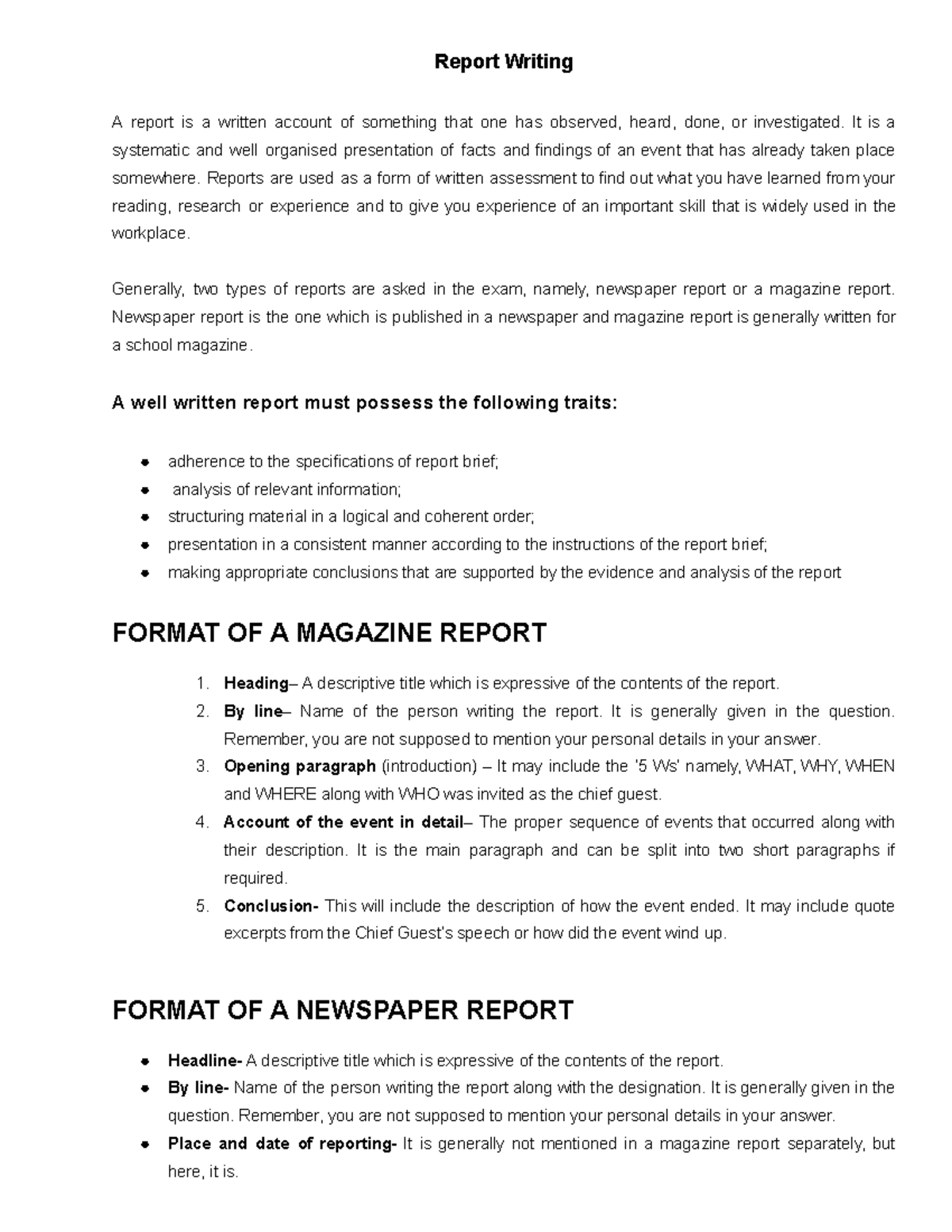Seniors Report Writing Guide: Crafting Effective Reports - Studocu